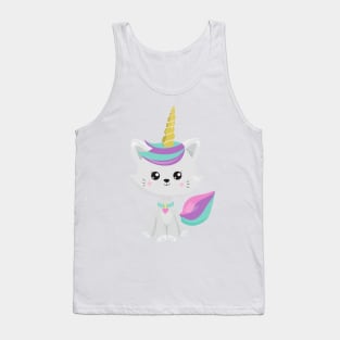 Unicorn Cat, Cute Cat, Little Cat, Gray Cat, Kitty Tank Top